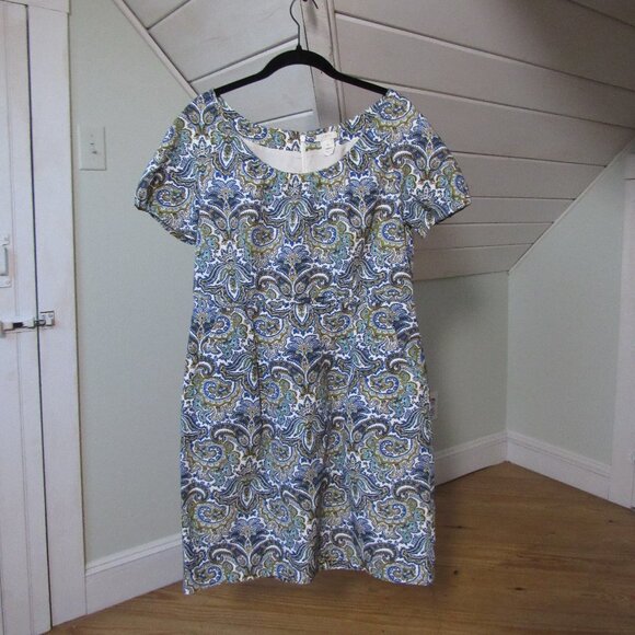 J Crew Dolores Shift Dress in Peacock Paisley Size 12 Cotton Silk Blend Lined - Picture 9 of 9